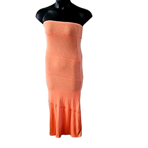 NWOT See You Next Tuesday Ribbed Cantaloupe Orange Midi Tube Dress Size Large - Picture 2 of 7